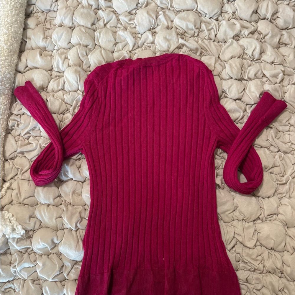 Banana Republic Red Crew Neck Sweater with Ribbed Knit and Long Sleeves